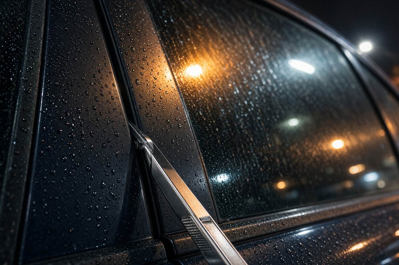 Lockout tool at a car door seam at night